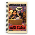 News-Anchor Nadia Spiral Notebook by Brain Rot Bunch, front cover
