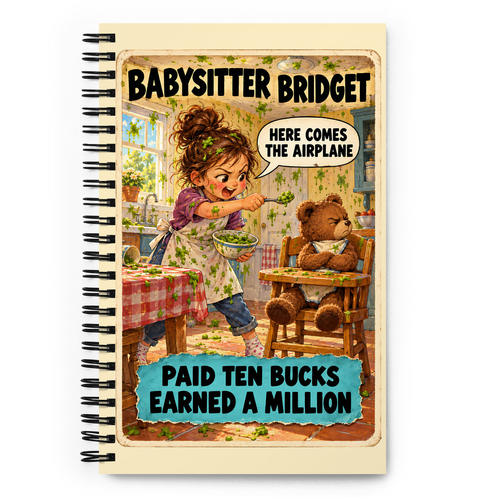 Babysitter Bridget Spiral Notebook by Brain Rot Bunch, front cover