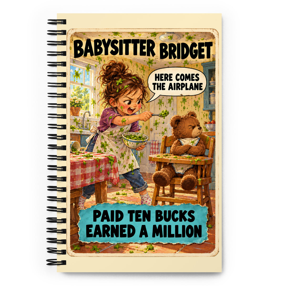 Babysitter Bridget Spiral Notebook by Brain Rot Bunch, front cover