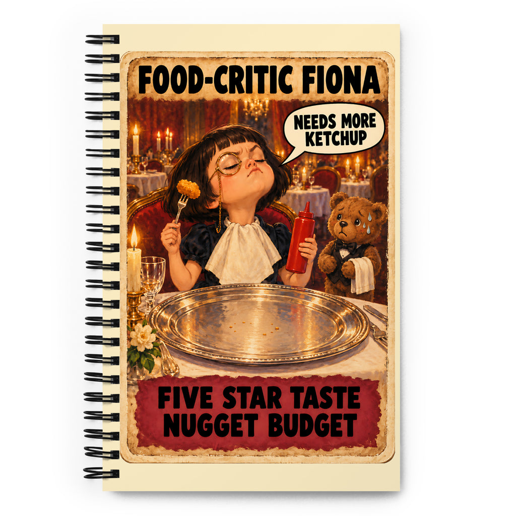 Food-Critic Fiona Spiral Notebook by Brain Rot Bunch, front cover