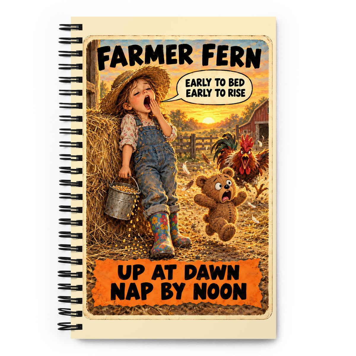 Farmer Fern Spiral Notebook by Brain Rot Bunch, front cover