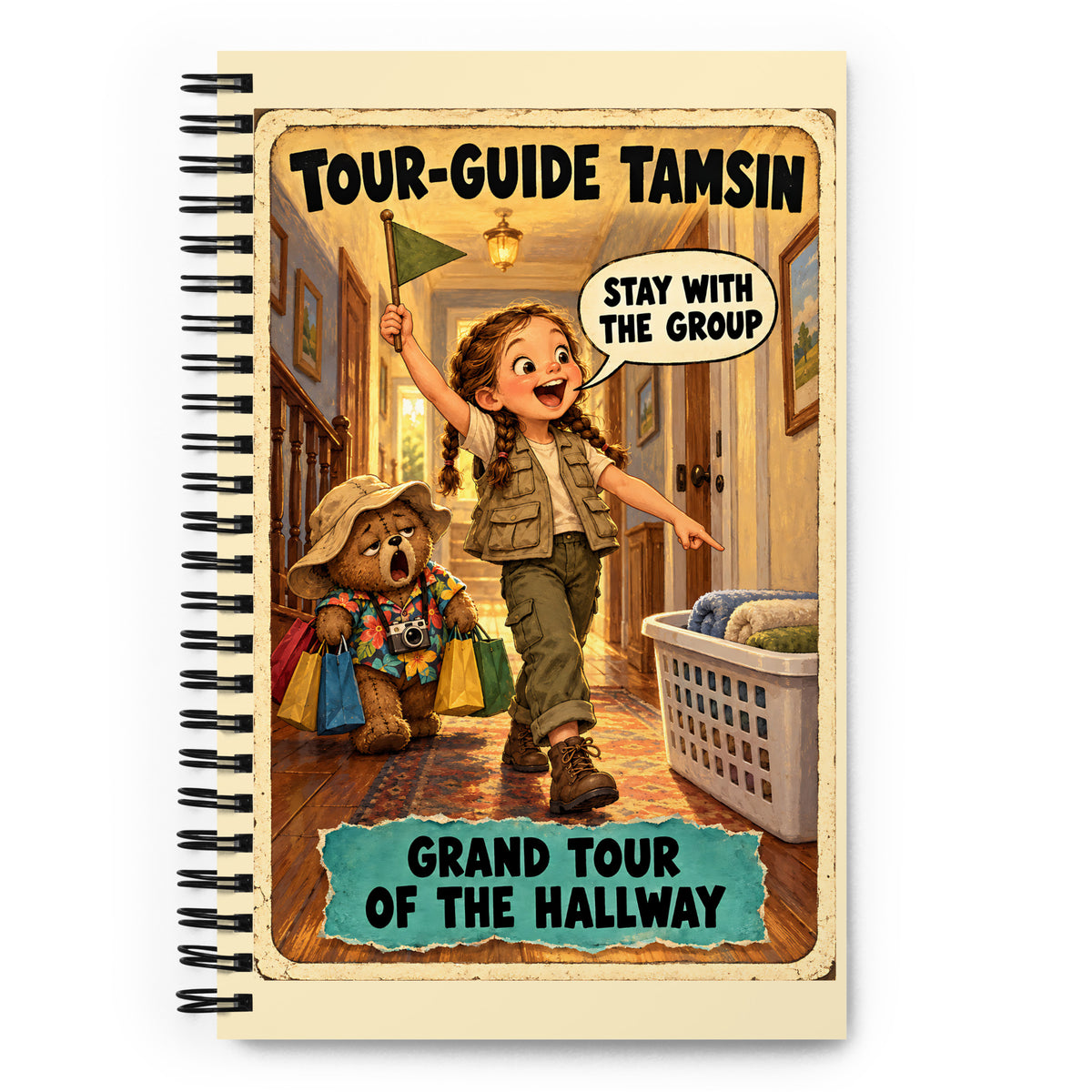 Tour-Guide Tamsin Spiral Notebook by Brain Rot Bunch, front cover