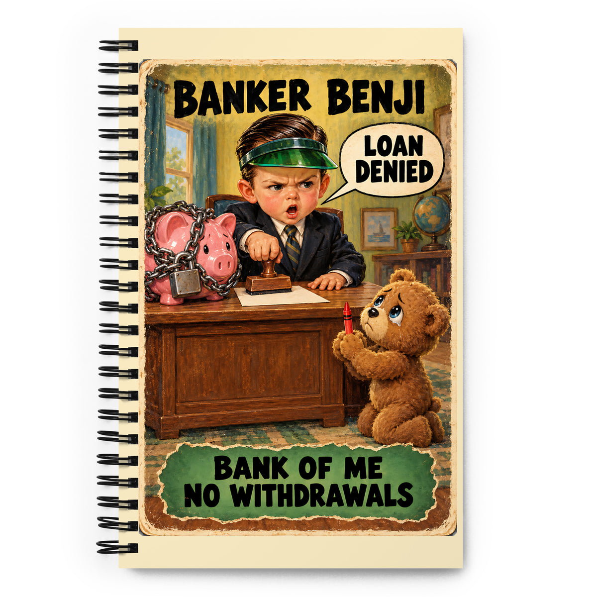 Banker Benji Spiral Notebook by Brain Rot Bunch, front cover