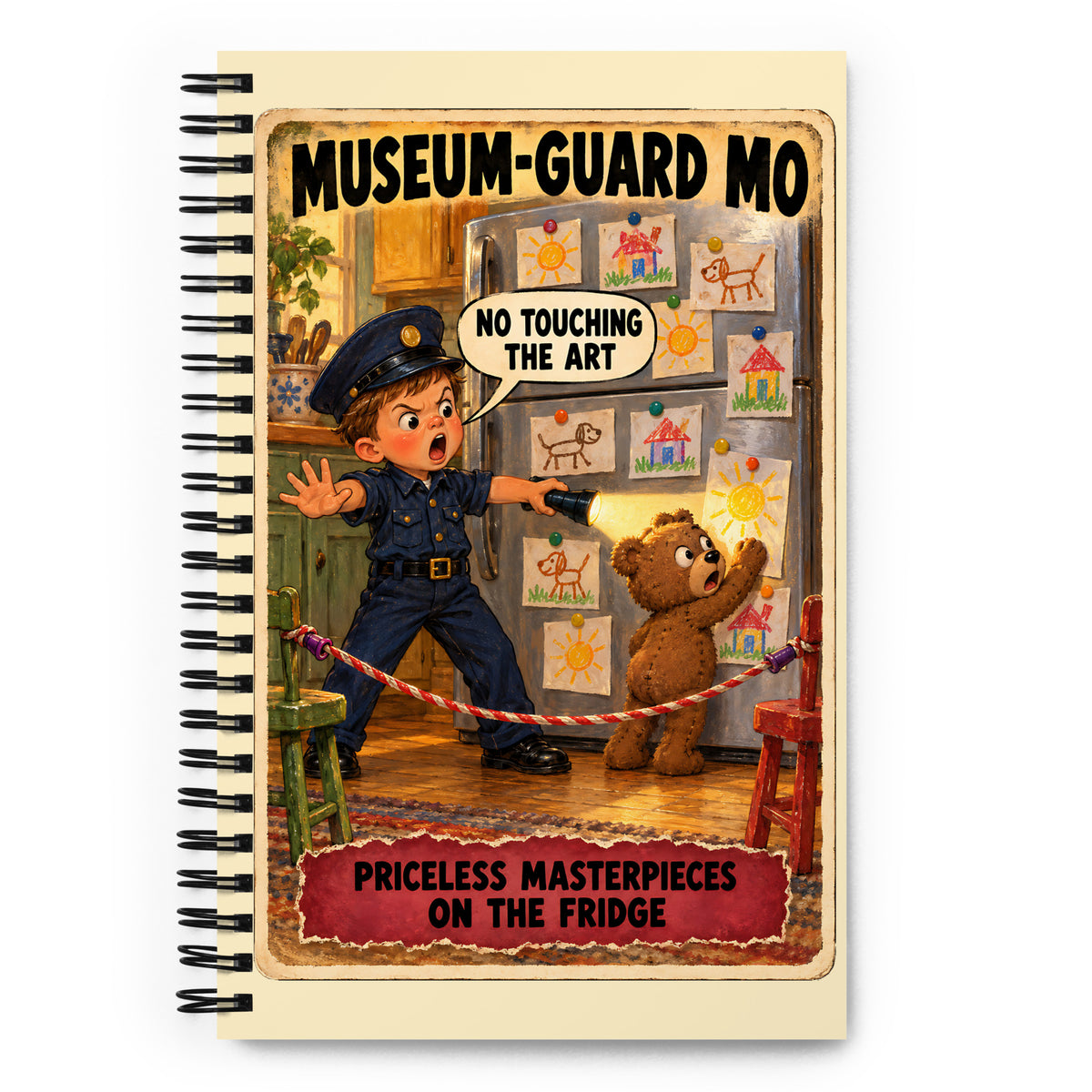 Museum-Guard Mo Spiral Notebook by Brain Rot Bunch, front cover