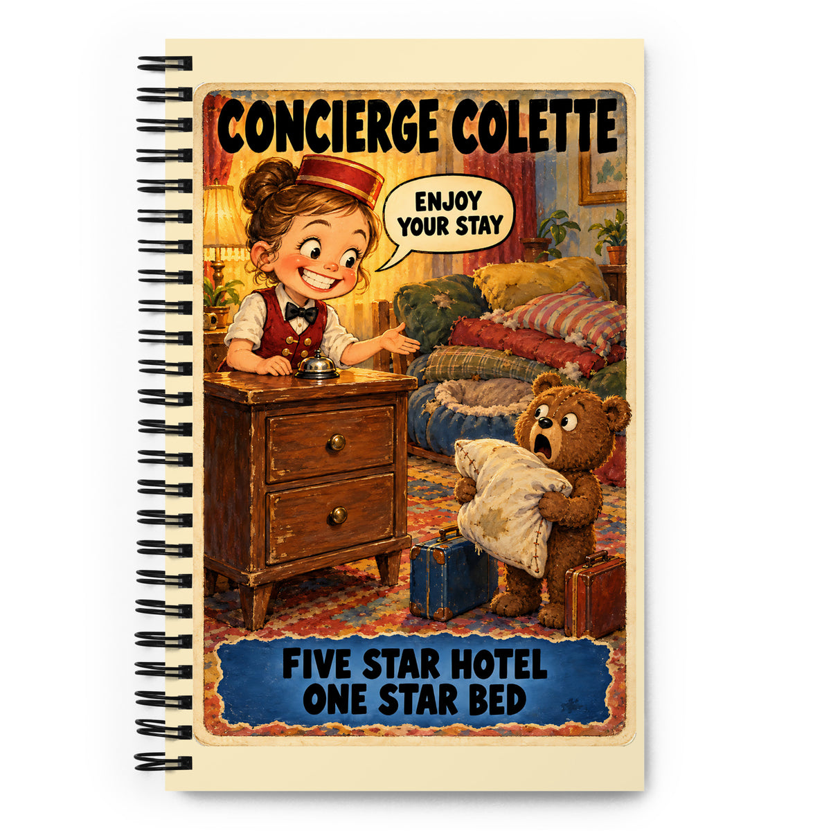 Concierge Colette Spiral Notebook by Brain Rot Bunch, front cover