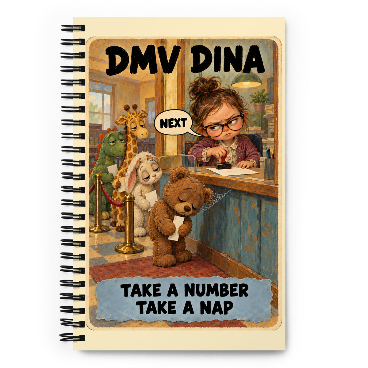 DMV Dina Spiral Notebook by Brain Rot Bunch, front cover