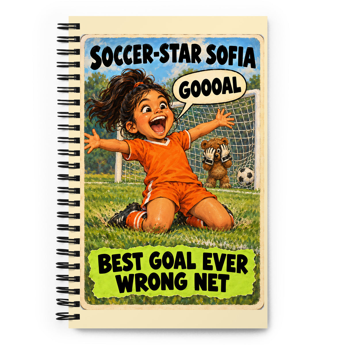 Soccer-Star Sofia Spiral Notebook by Brain Rot Bunch, front cover