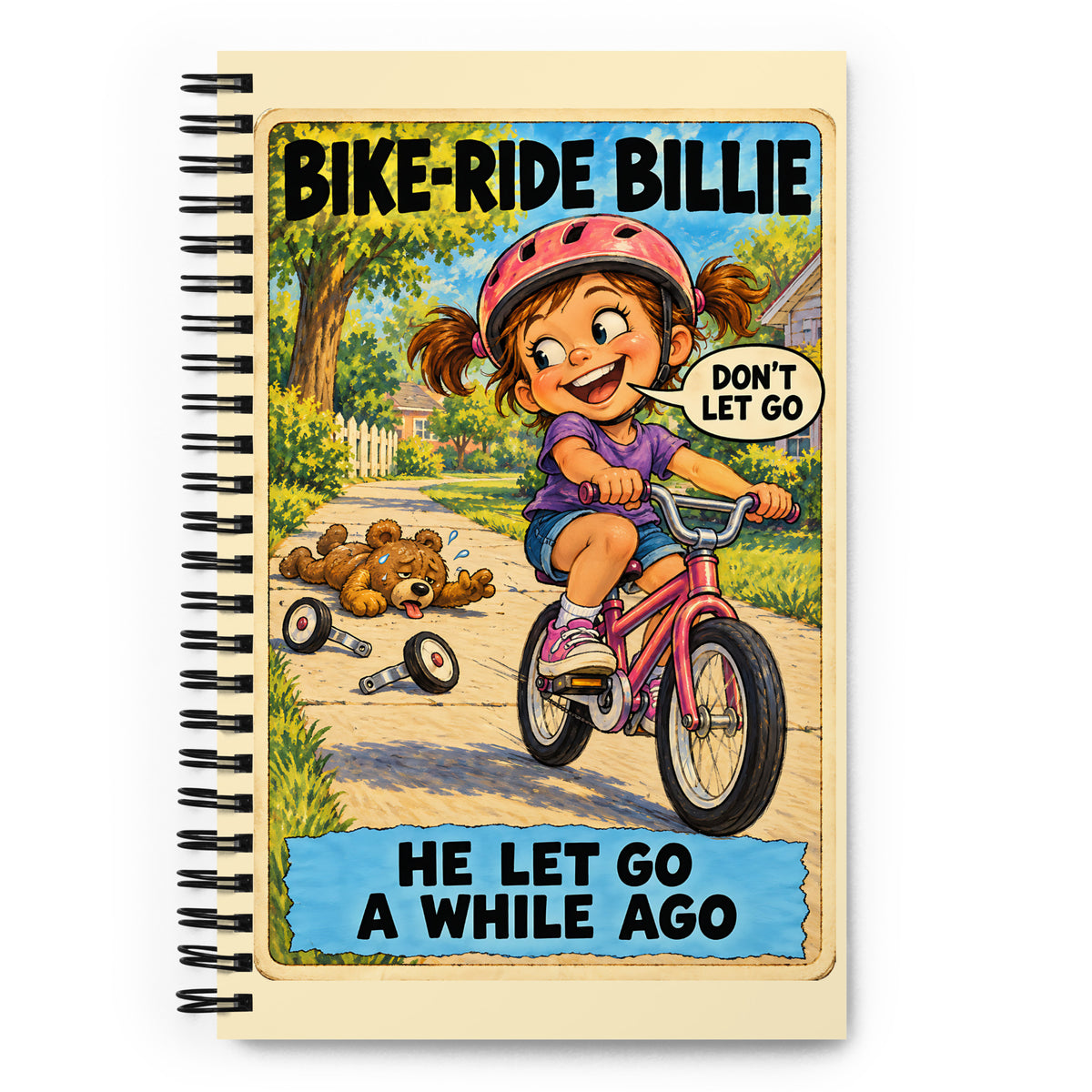 Bike-Ride Billie Spiral Notebook by Brain Rot Bunch, front cover