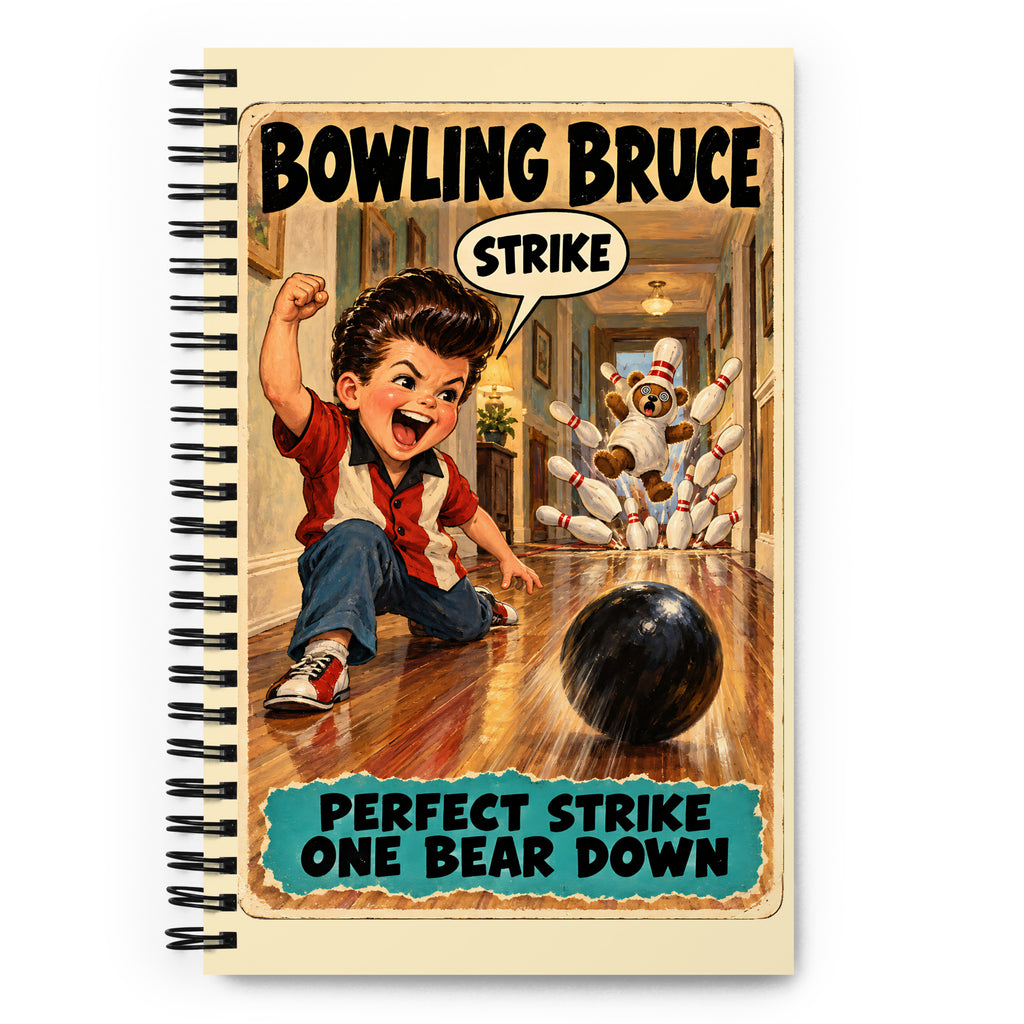 Bowling Bruce Spiral Notebook by Brain Rot Bunch, front cover