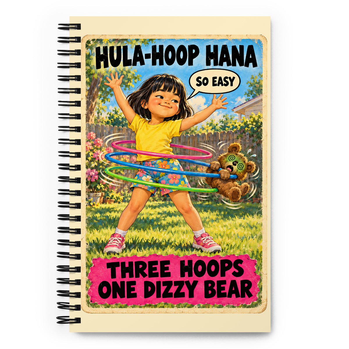 Hula-Hoop Hana Spiral Notebook by Brain Rot Bunch, front cover