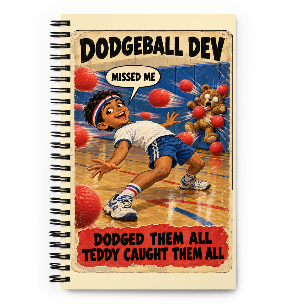 Dodgeball Dev Spiral Notebook by Brain Rot Bunch, front cover