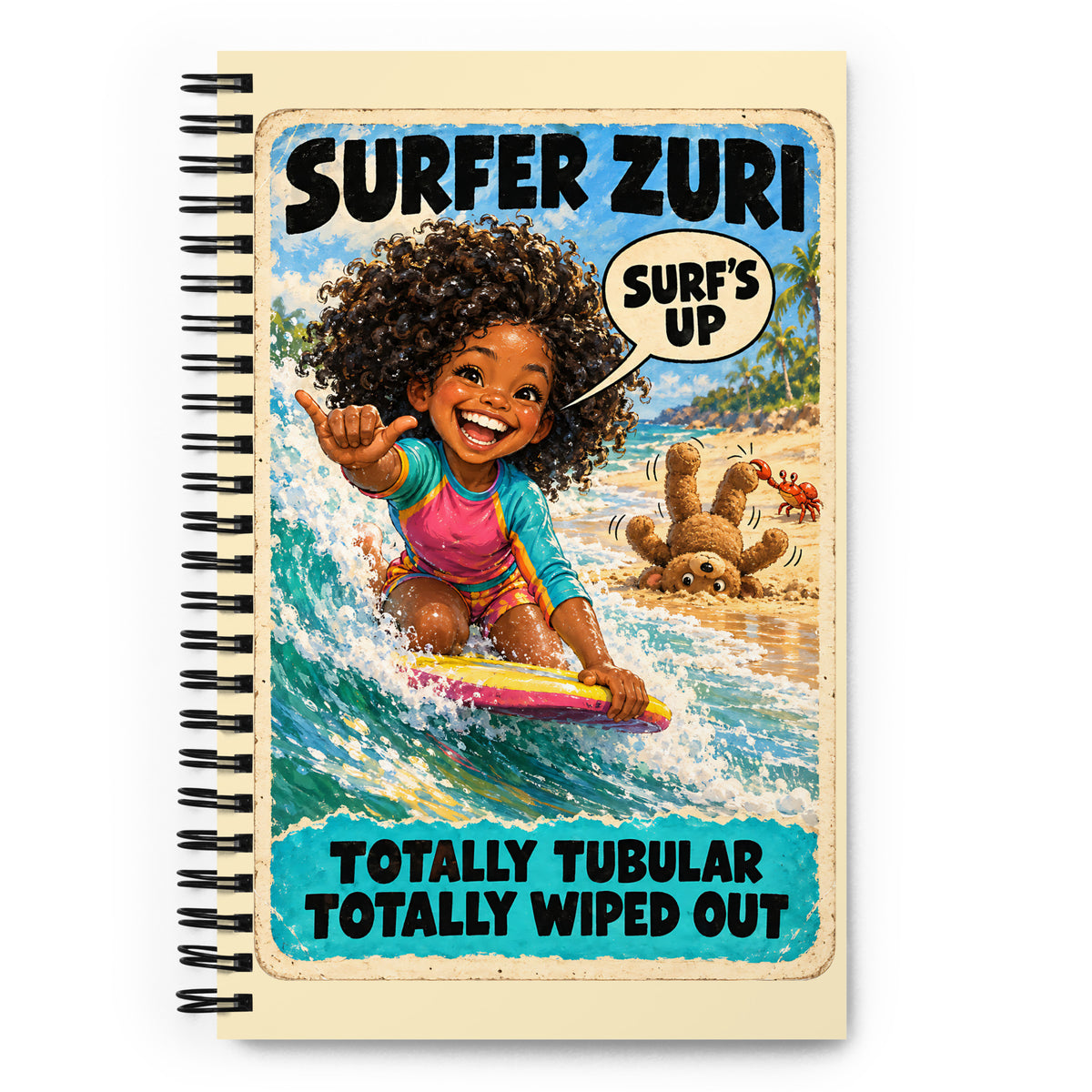 Surfer Zuri Spiral Notebook by Brain Rot Bunch, front cover