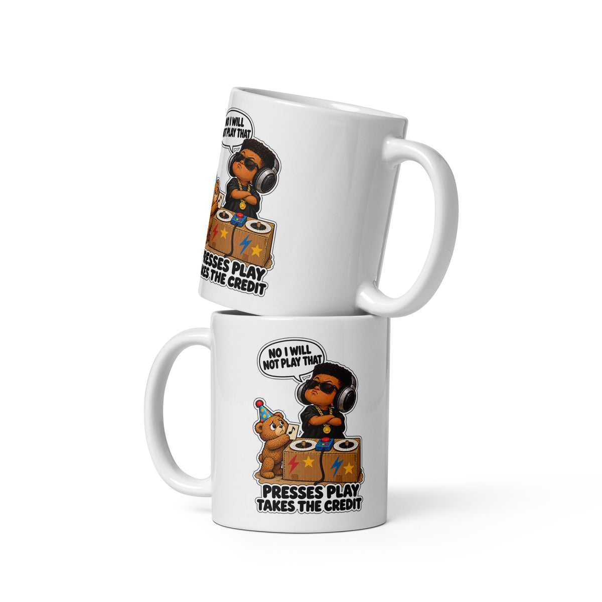 DJ Dax Mug by Brain Rot Bunch, front view