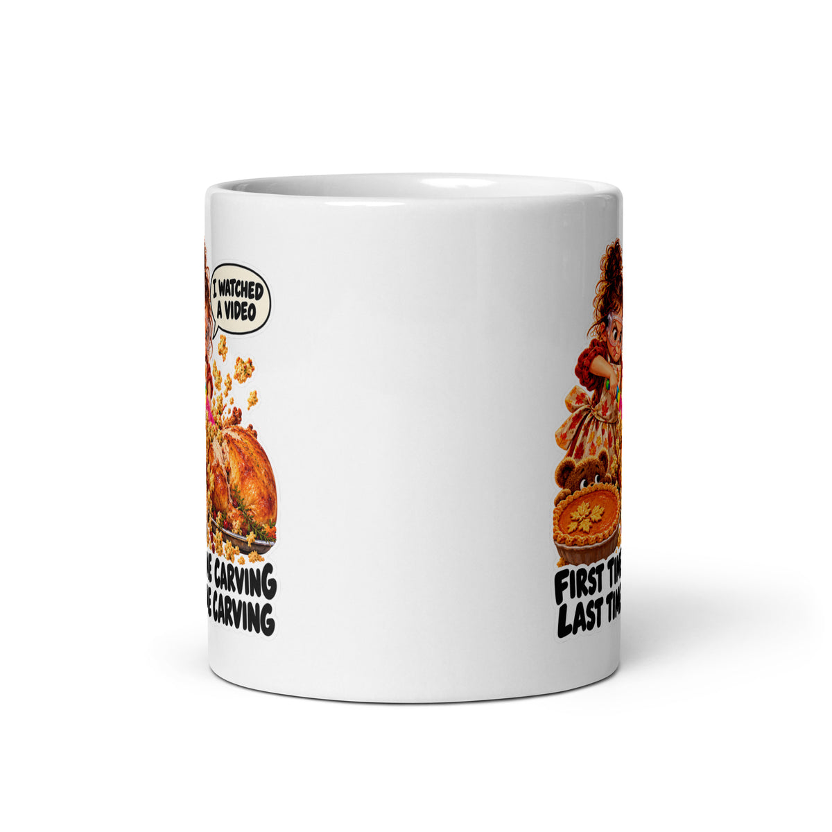 Carving Cora Mug by Brain Rot Bunch, front view