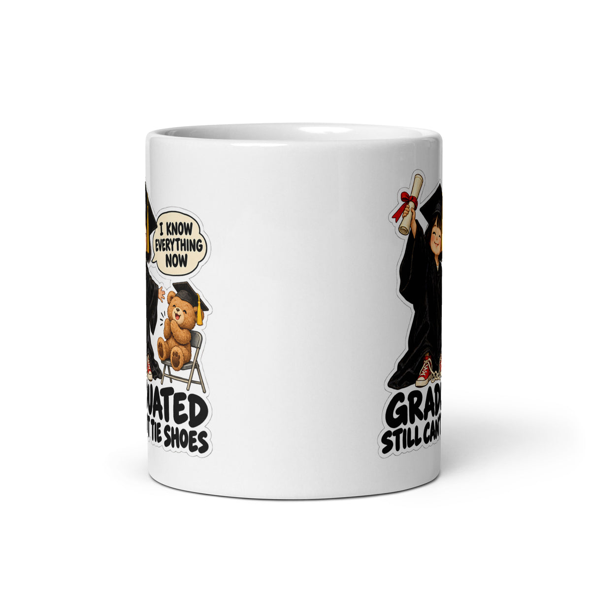 Graduate Gigi Mug by Brain Rot Bunch, front view