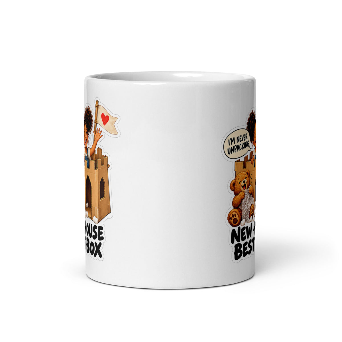 Moving-Day Maggie Mug by Brain Rot Bunch, front view