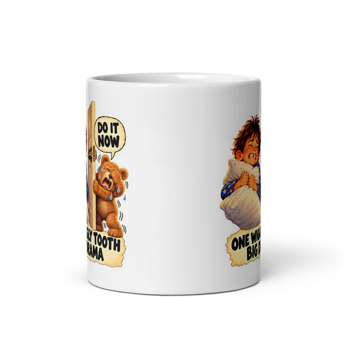 Loose-Tooth Luca Mug by Brain Rot Bunch, front view