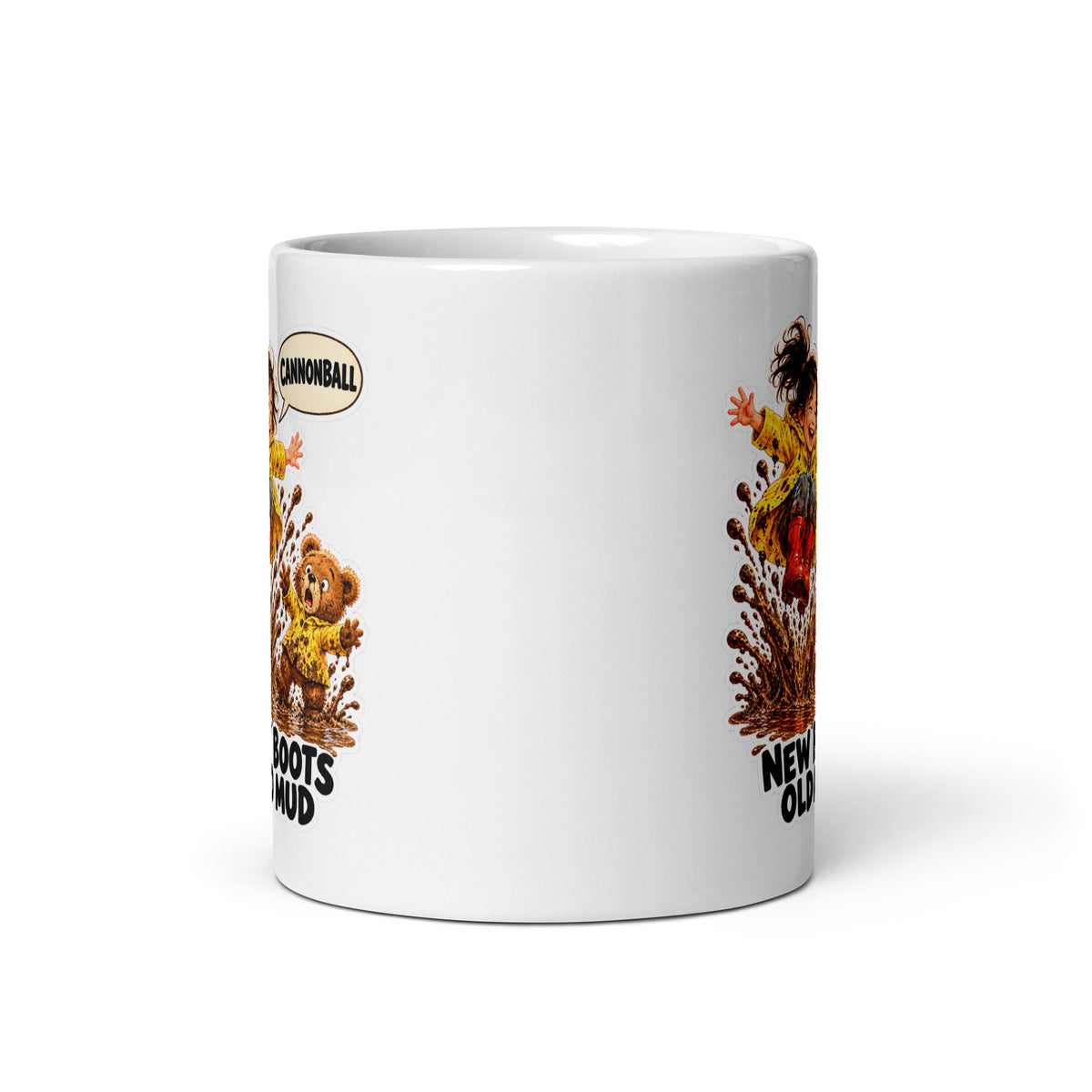 Puddle-Jump Poppy Mug by Brain Rot Bunch, front view