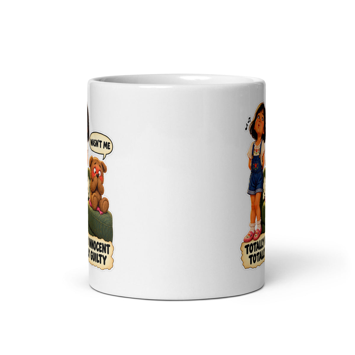 Prankster Pearl Mug by Brain Rot Bunch, front view