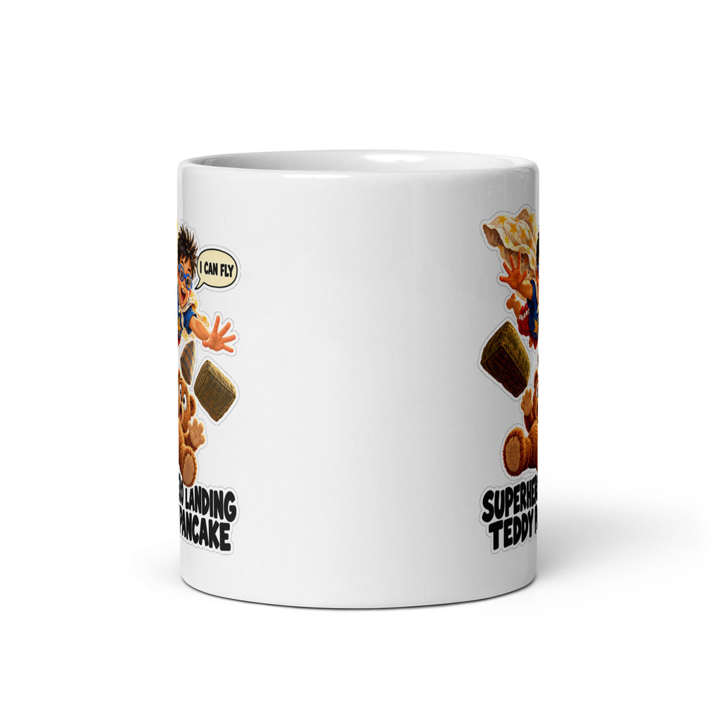 Cape-Jump Calvin Mug by Brain Rot Bunch, front view
