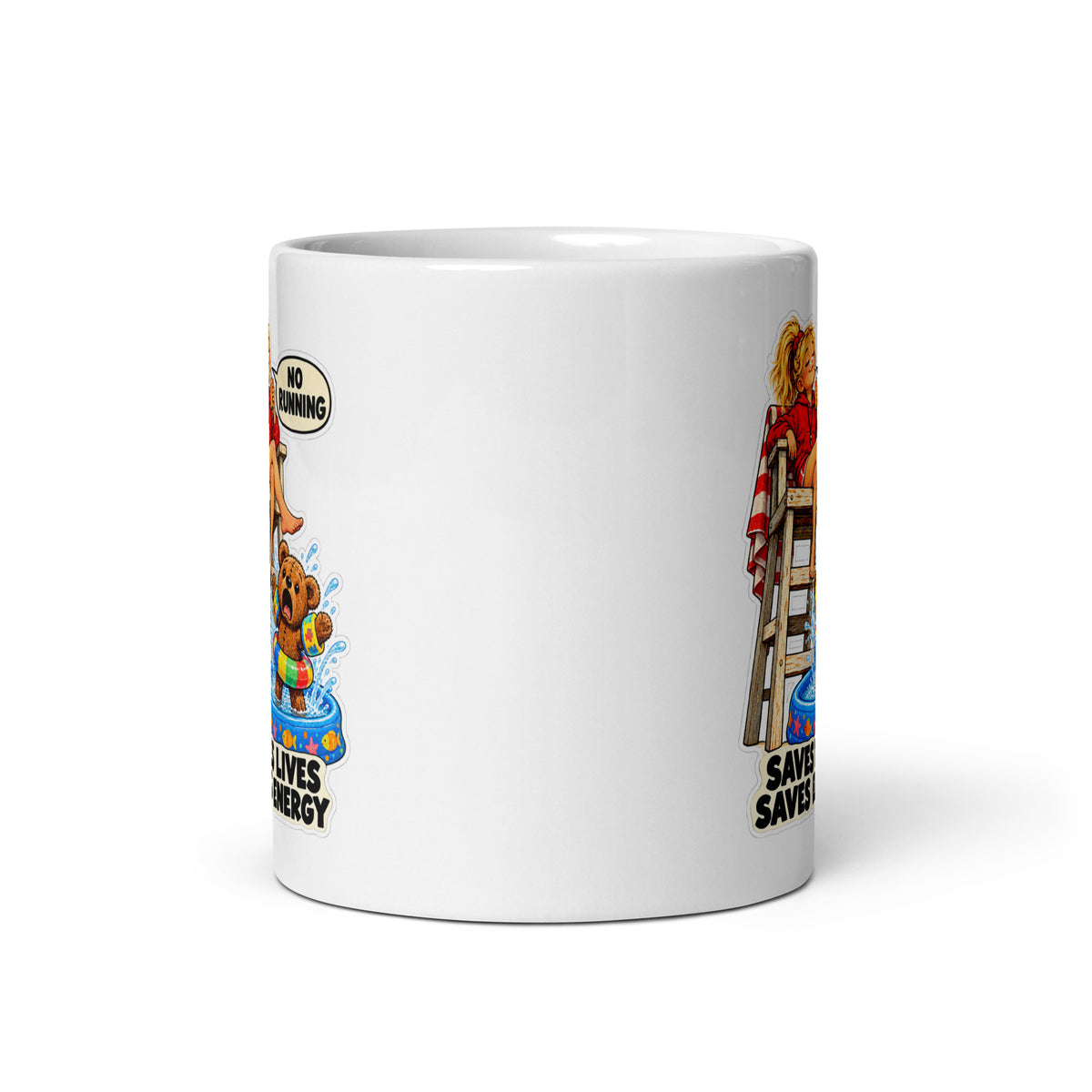 Lifeguard Lacey Mug by Brain Rot Bunch, front view