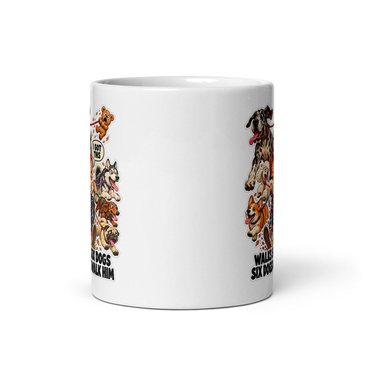 Dog-Walker Duke Mug by Brain Rot Bunch, front view