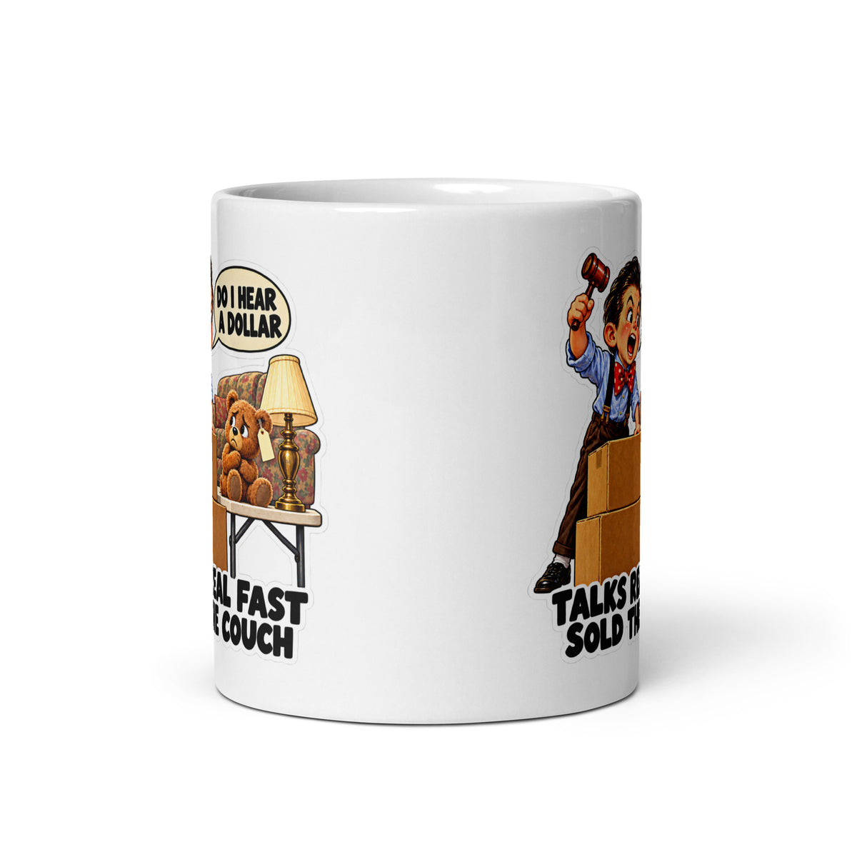 Auctioneer Augie Mug by Brain Rot Bunch, front view
