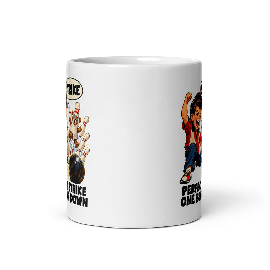 Bowling Bruce Mug by Brain Rot Bunch, front view