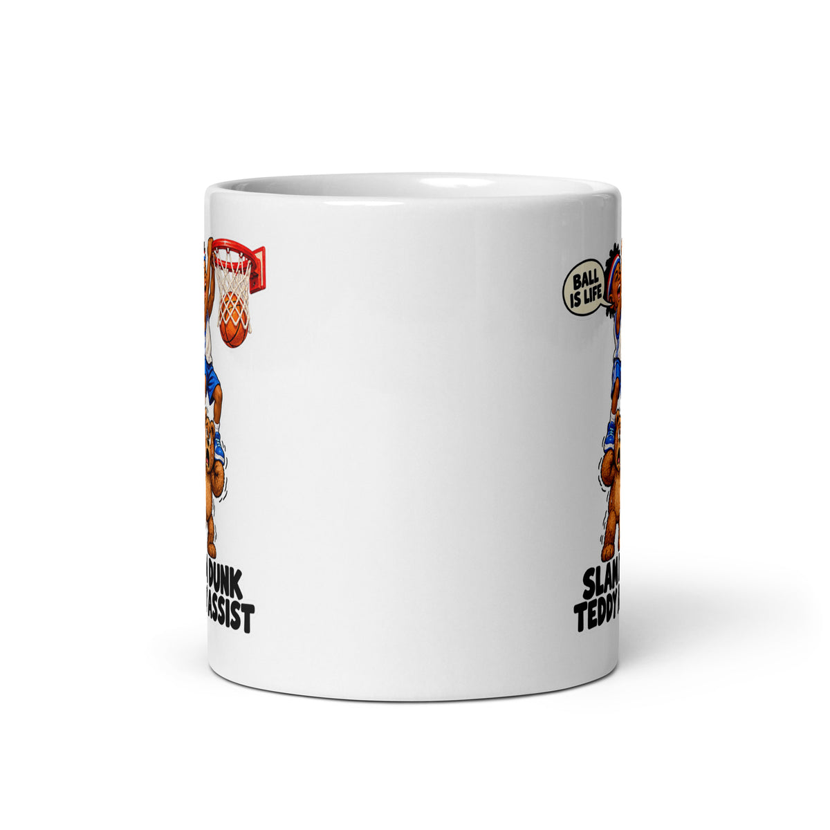 Slam-Dunk Desi Mug by Brain Rot Bunch, front view