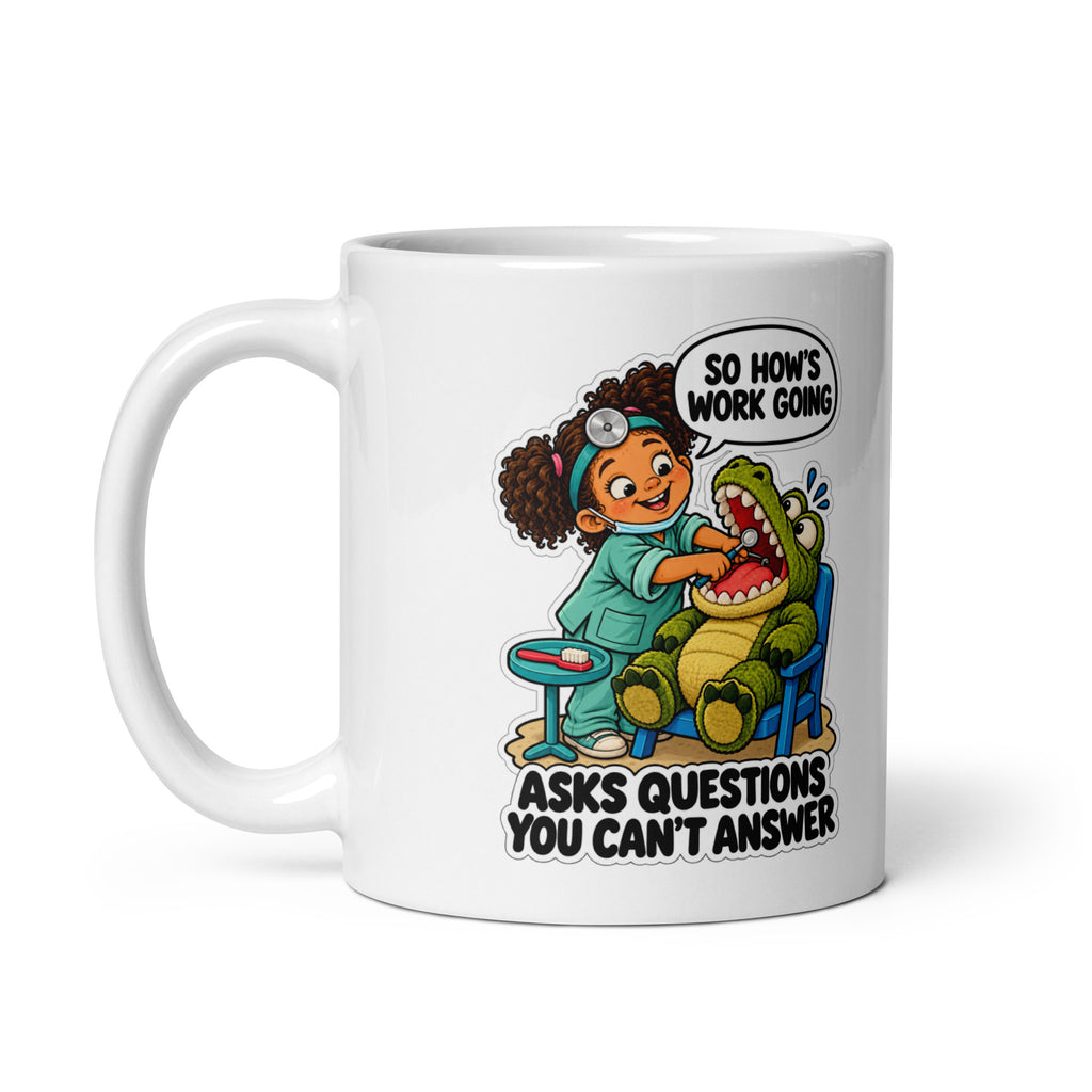 Dentist Dottie Mug by Brain Rot Bunch, handle on left