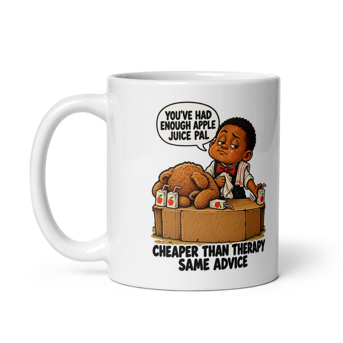 Bartender Bo Mug by Brain Rot Bunch, handle on left