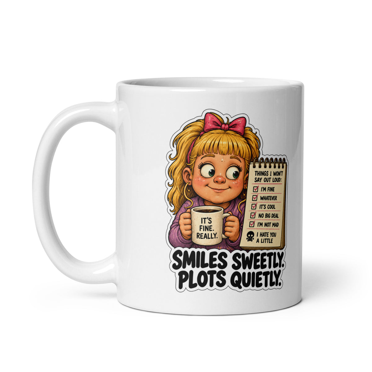 Passive Aggie Mug by Brain Rot Bunch, handle on left