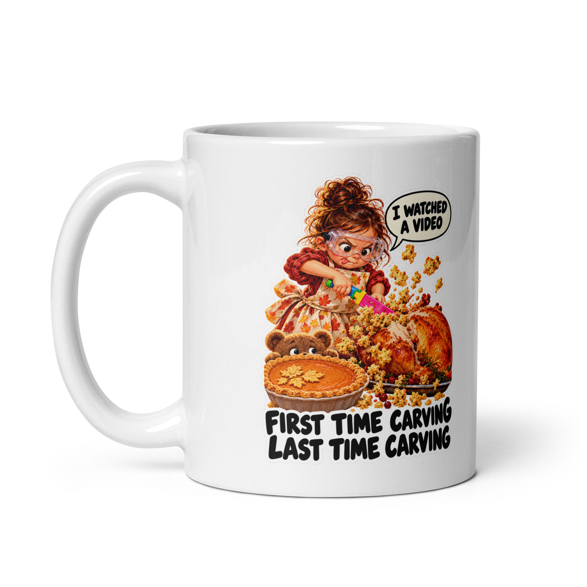 Carving Cora Mug by Brain Rot Bunch, handle on left