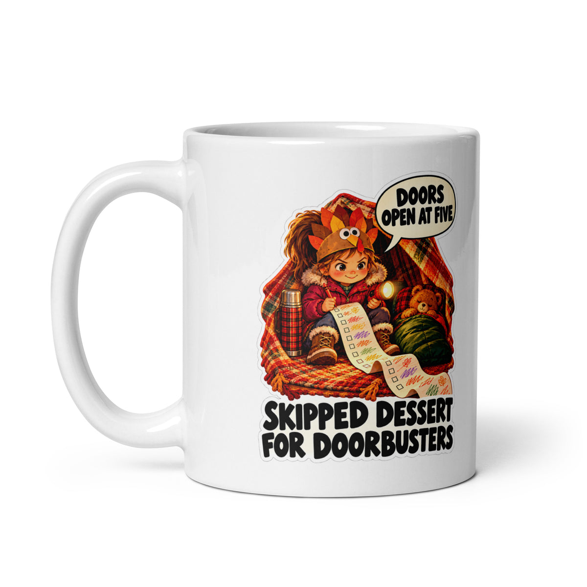 Doorbuster Bella Mug by Brain Rot Bunch, handle on left