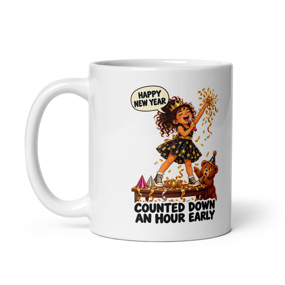 Countdown Camila Mug by Brain Rot Bunch, handle on left