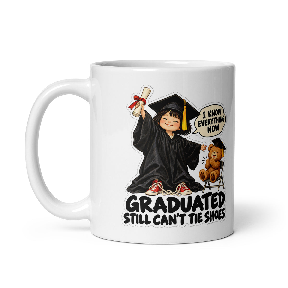 Graduate Gigi Mug by Brain Rot Bunch, handle on left