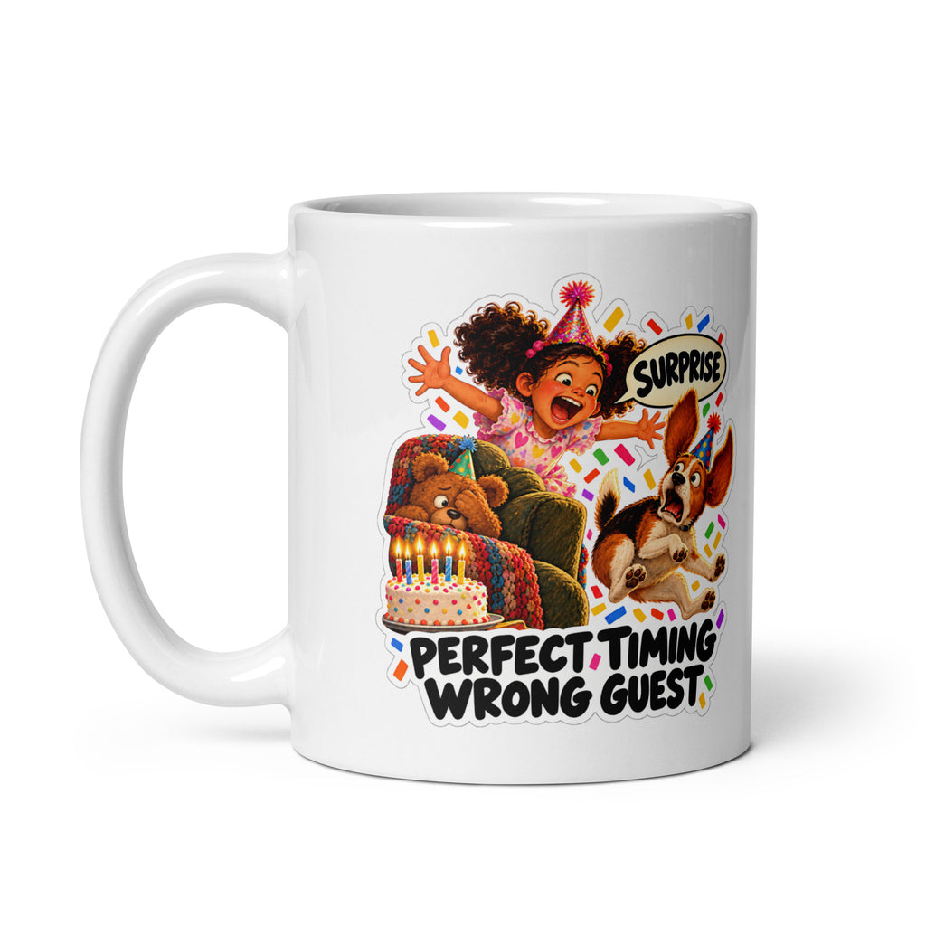 Surprise-Party Sammy Mug by Brain Rot Bunch, handle on left