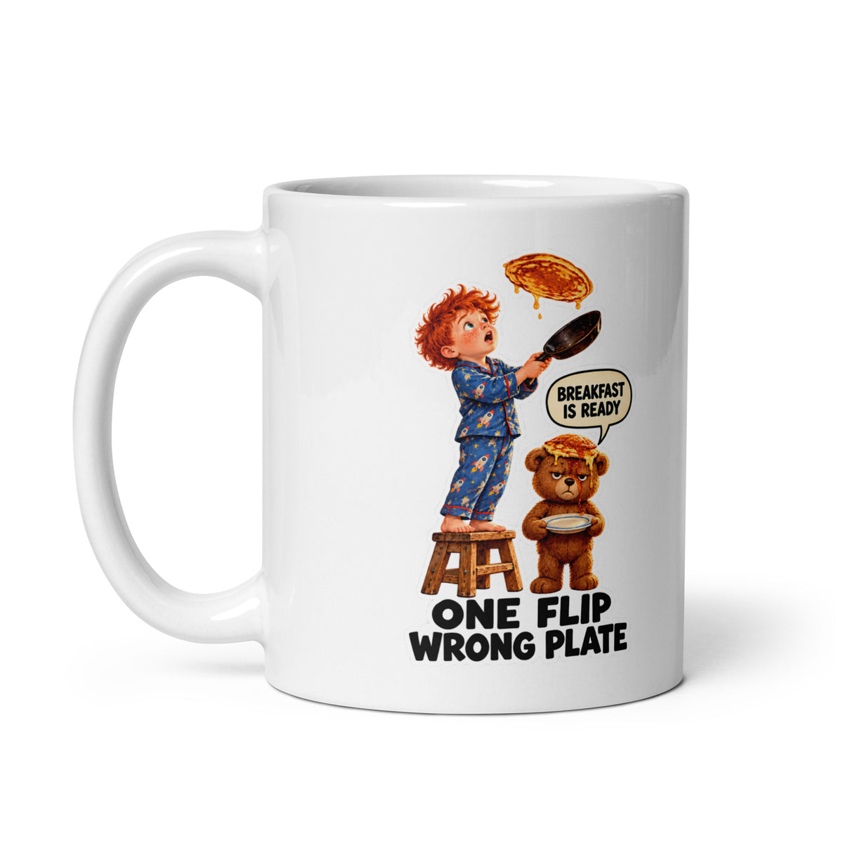 Pancake Paulie Mug by Brain Rot Bunch, handle on left