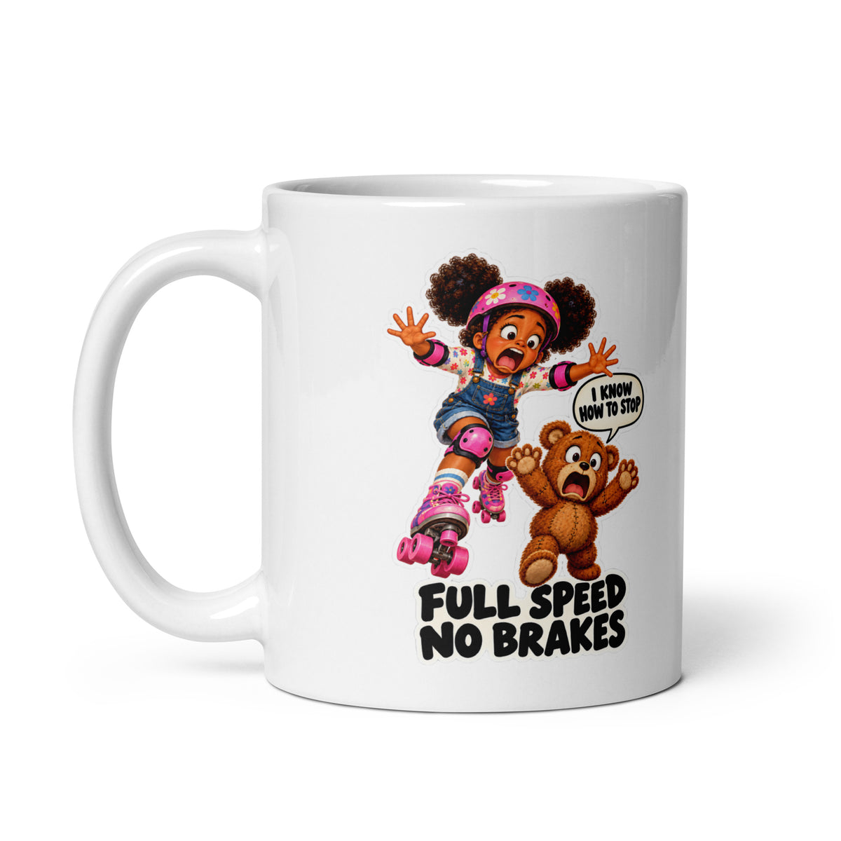Roller-Skate Rosie Mug by Brain Rot Bunch, handle on left
