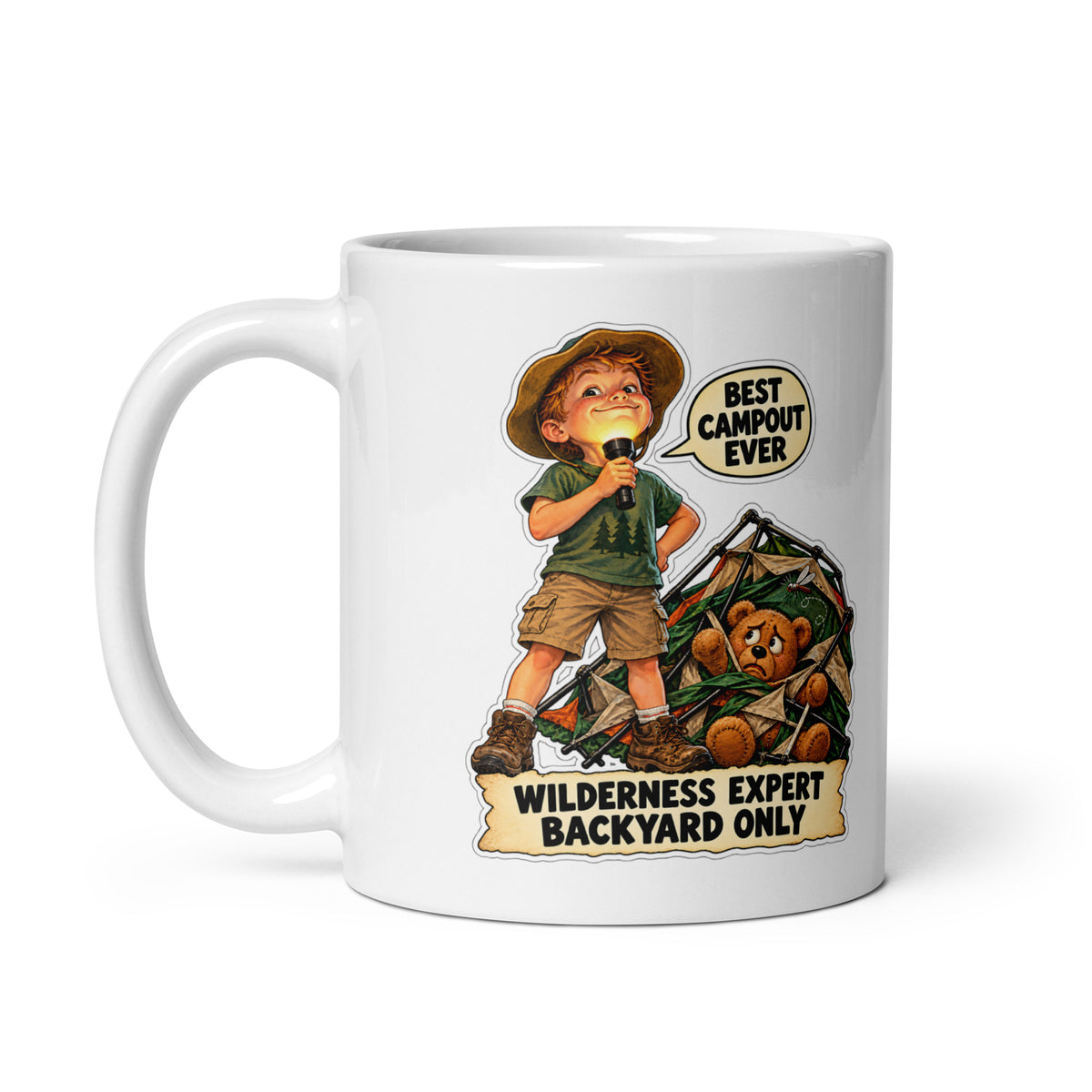 Backyard-Camping Caleb Mug by Brain Rot Bunch, handle on left
