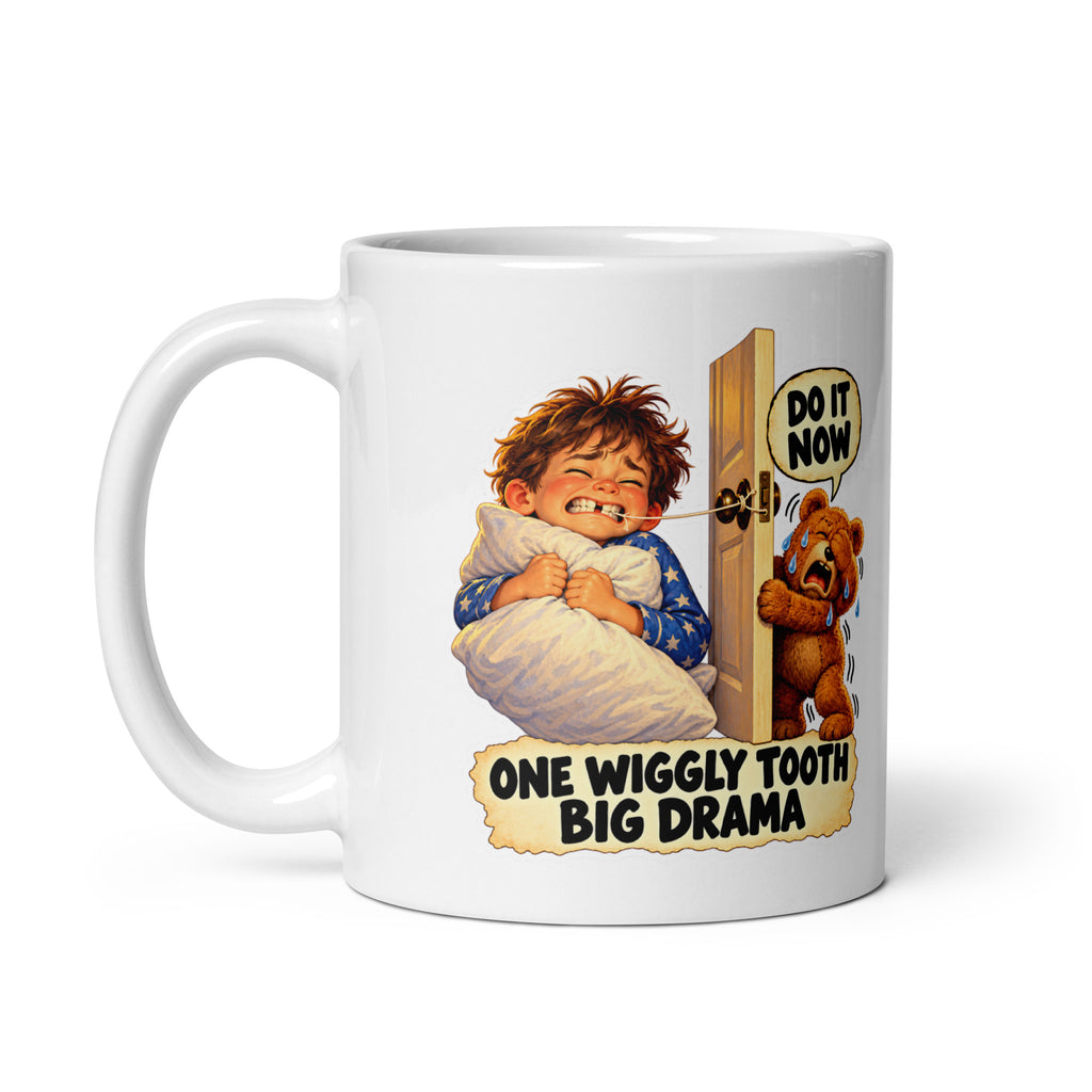 Loose-Tooth Luca Mug by Brain Rot Bunch, handle on left