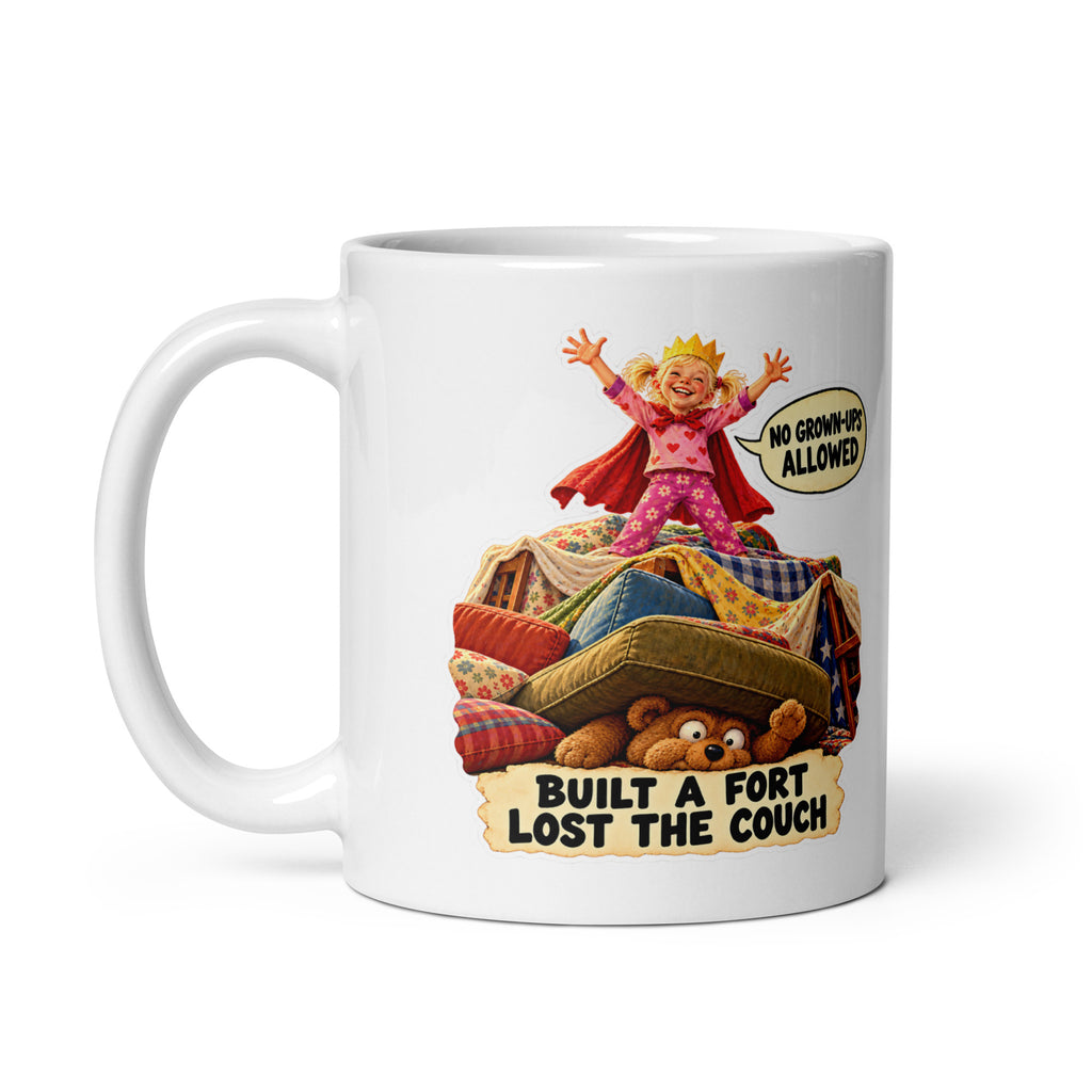 Blanket-Fort Freya Mug by Brain Rot Bunch, handle on left
