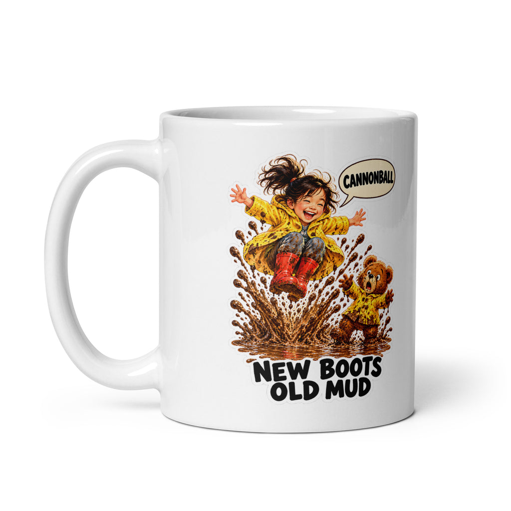 Puddle-Jump Poppy Mug by Brain Rot Bunch, handle on left