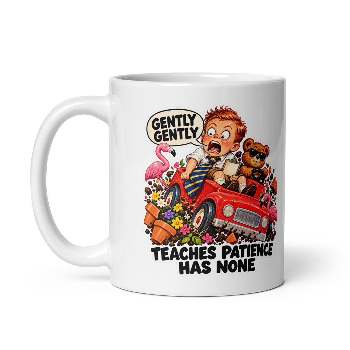 Driving-Instructor Drew Mug by Brain Rot Bunch, handle on left