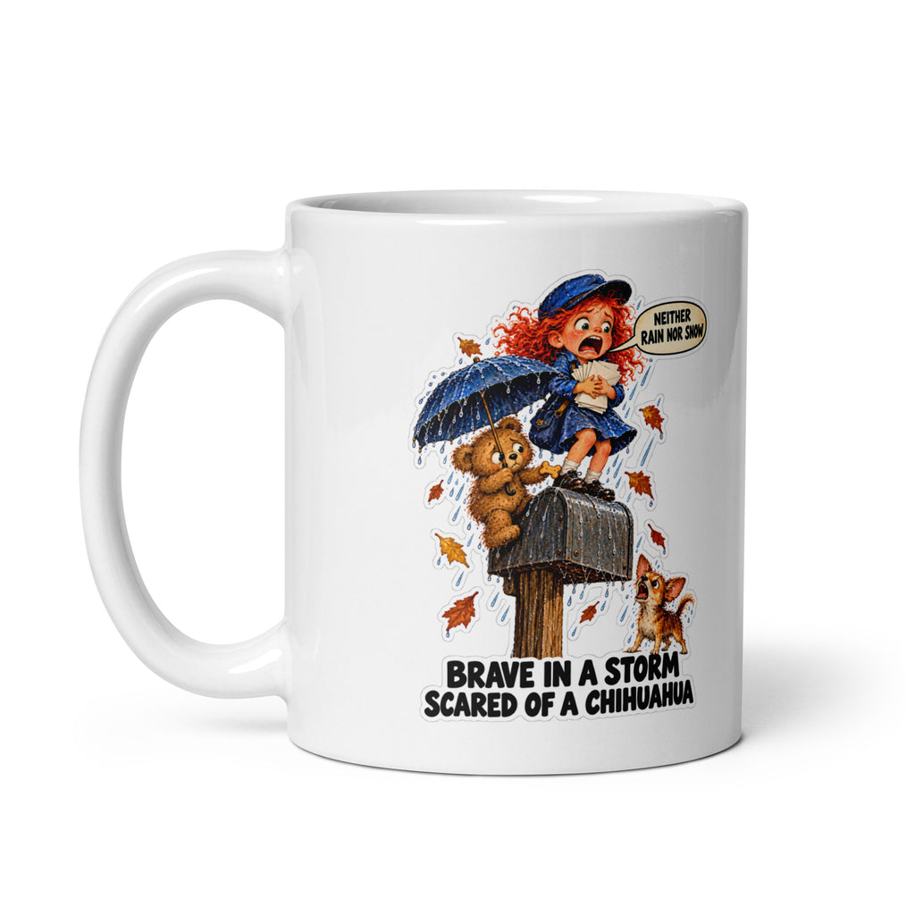 Mail-Carrier Maisie Mug by Brain Rot Bunch, handle on left