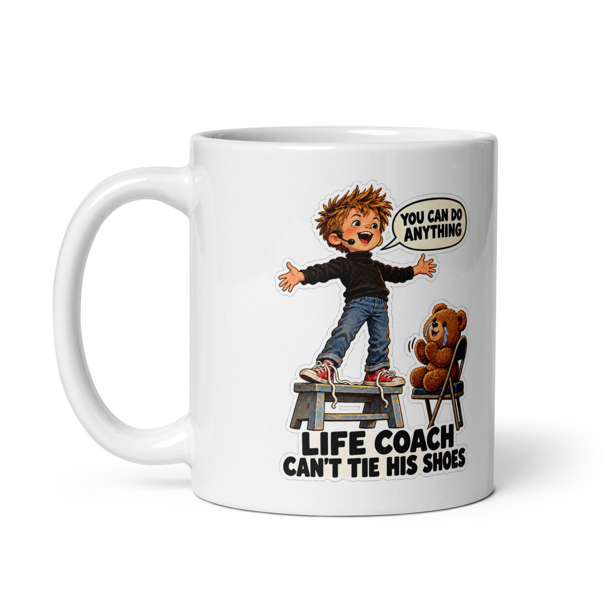Life-Coach Logan Mug by Brain Rot Bunch, handle on left