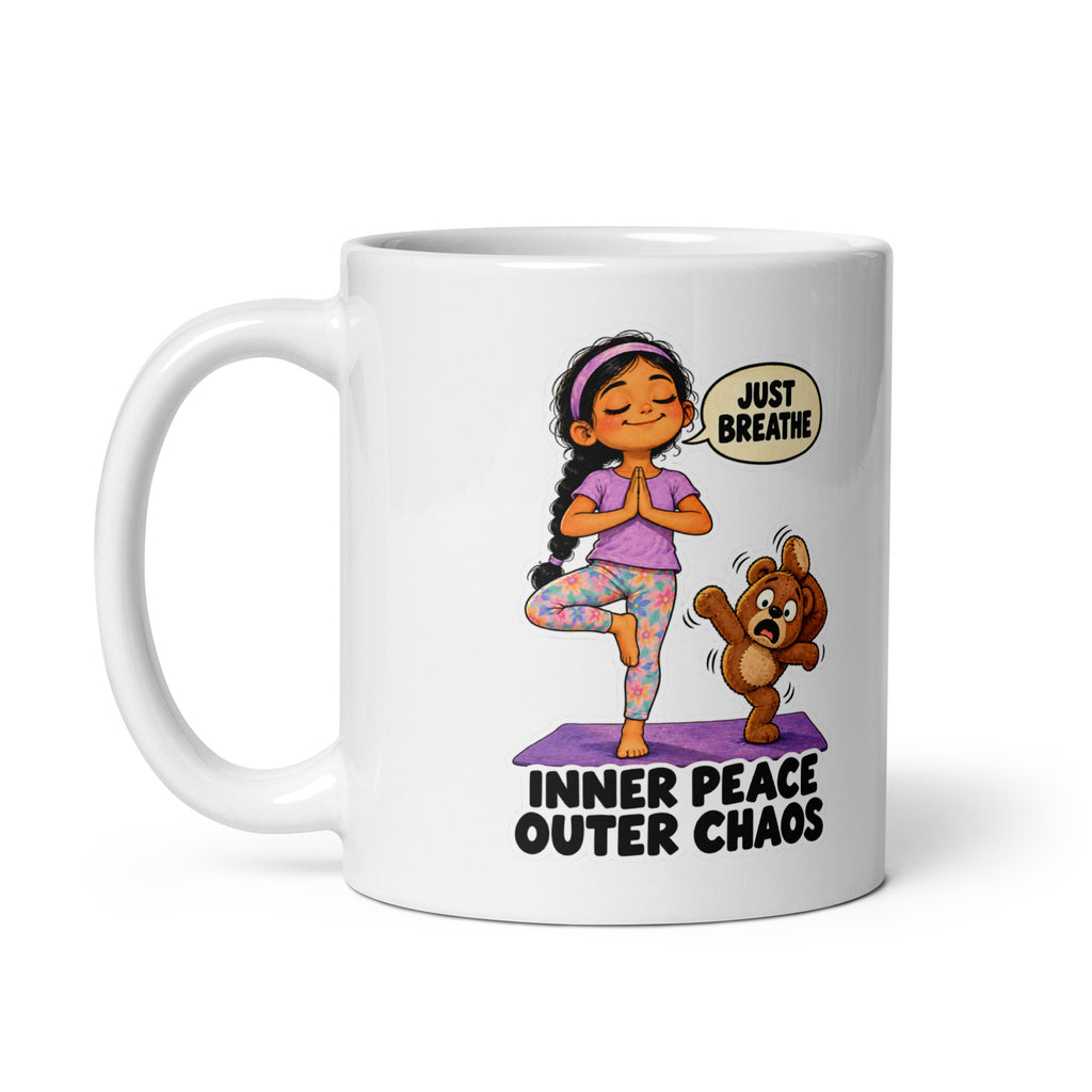 Yoga-Teacher Yara Mug by Brain Rot Bunch, handle on left