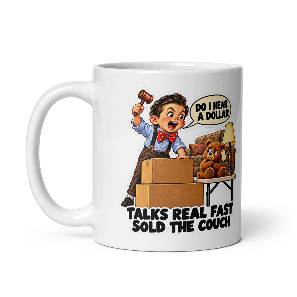 Auctioneer Augie Mug by Brain Rot Bunch, handle on left