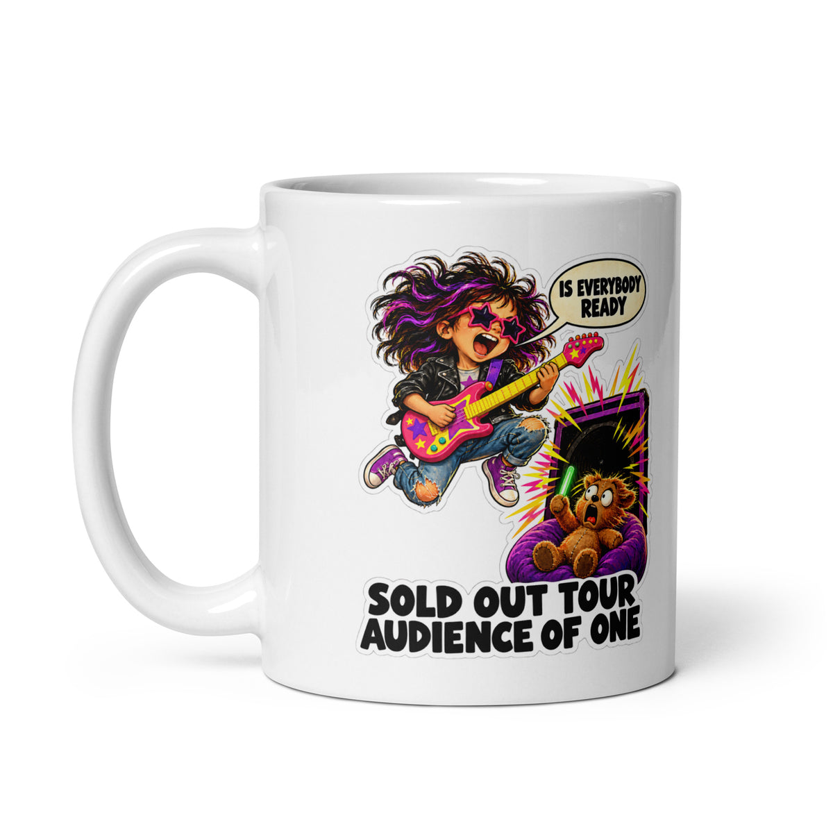 Rock-Star Roxy Mug by Brain Rot Bunch, handle on left