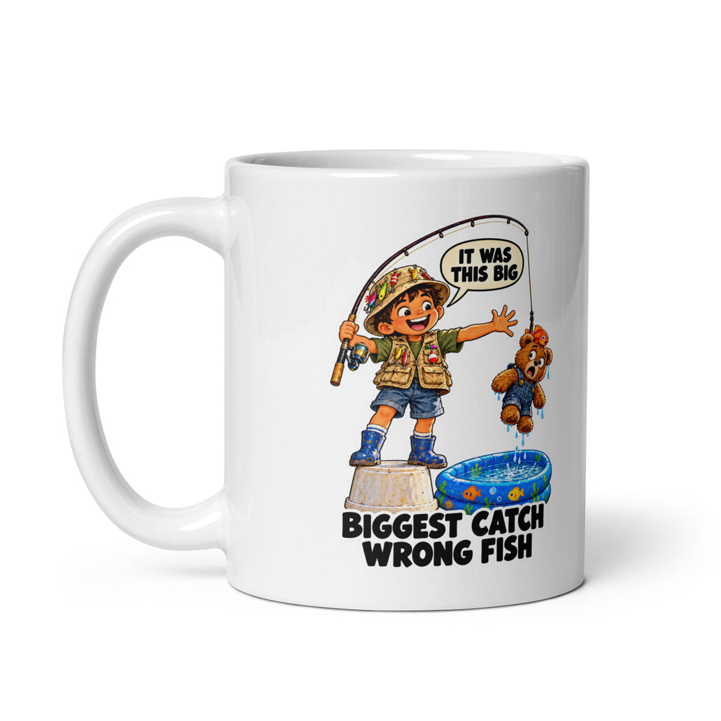 Fisherman Felipe Mug by Brain Rot Bunch, handle on left